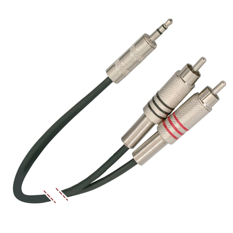 Cable Adaptador Y RCA A 3.5 Mm - 2 Conectores RCA Macho A 1 Jack Estéreo Hembra - Longitud 20 Pulgadas