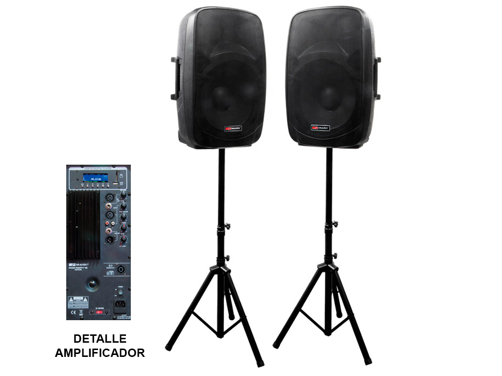 2 altavoces pasivos PA 8 / 20 cm 2 vías 2x180W + 100W amplificador estéreo  de Karaoke USB / BT + MIC