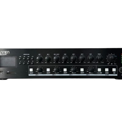 Amplificador de audio, 70/100v, 8 Ohm, instalación, BT, USB 360w, 4 zonas, KUNNEN HY 7360 MBT